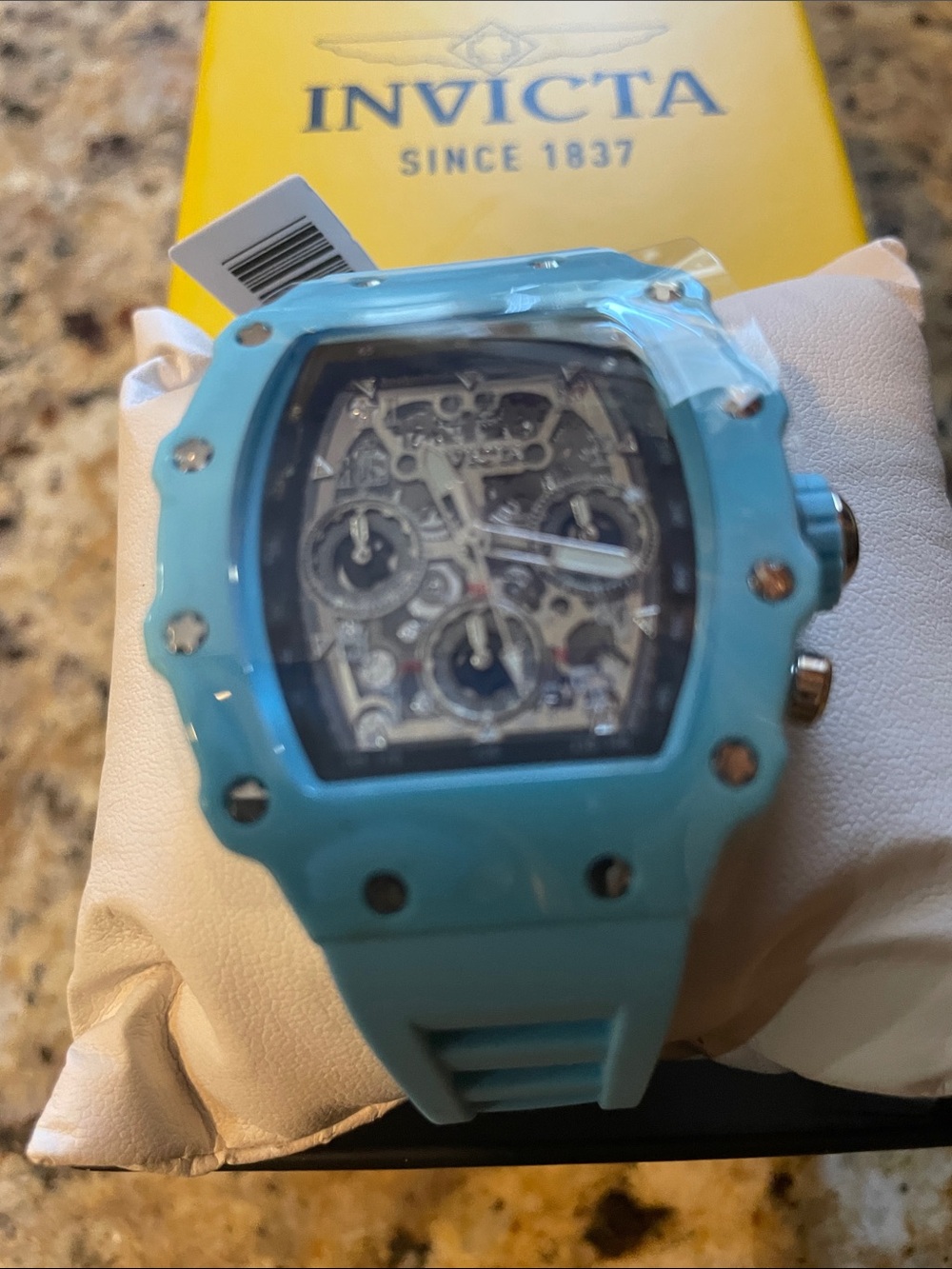 Invicta Racing Men's Light Blue Chronograph Skeleton Dial Watch - Picture 2 of 3